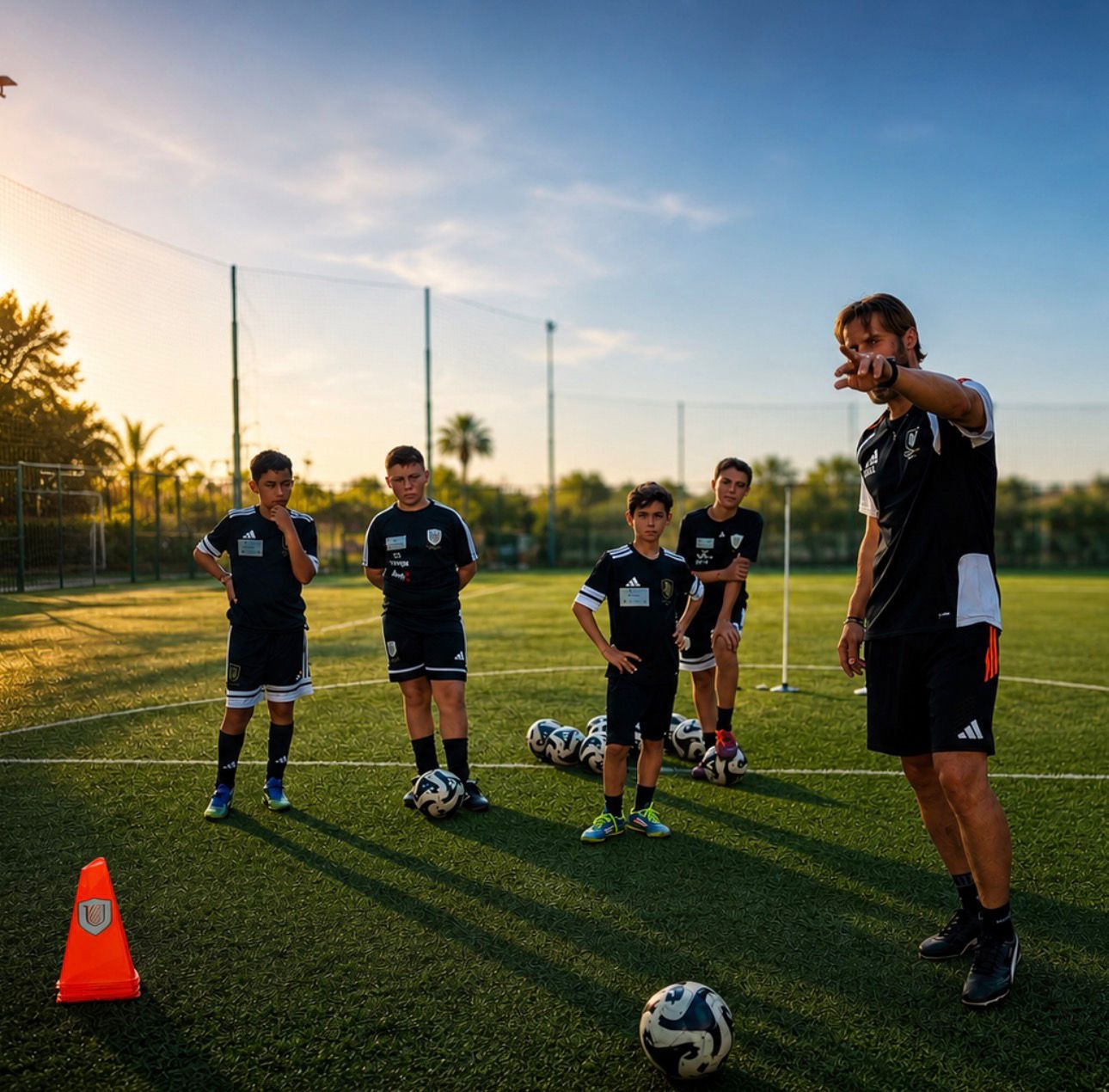 Gaetano Ungaro guida un gruppo di atleti durante una sessione Academy